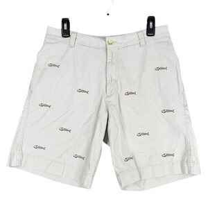 Berle‎ Shorts Mens 33 Khaki Embroidered Fish Casual Y2K Preppy Summer Coastal